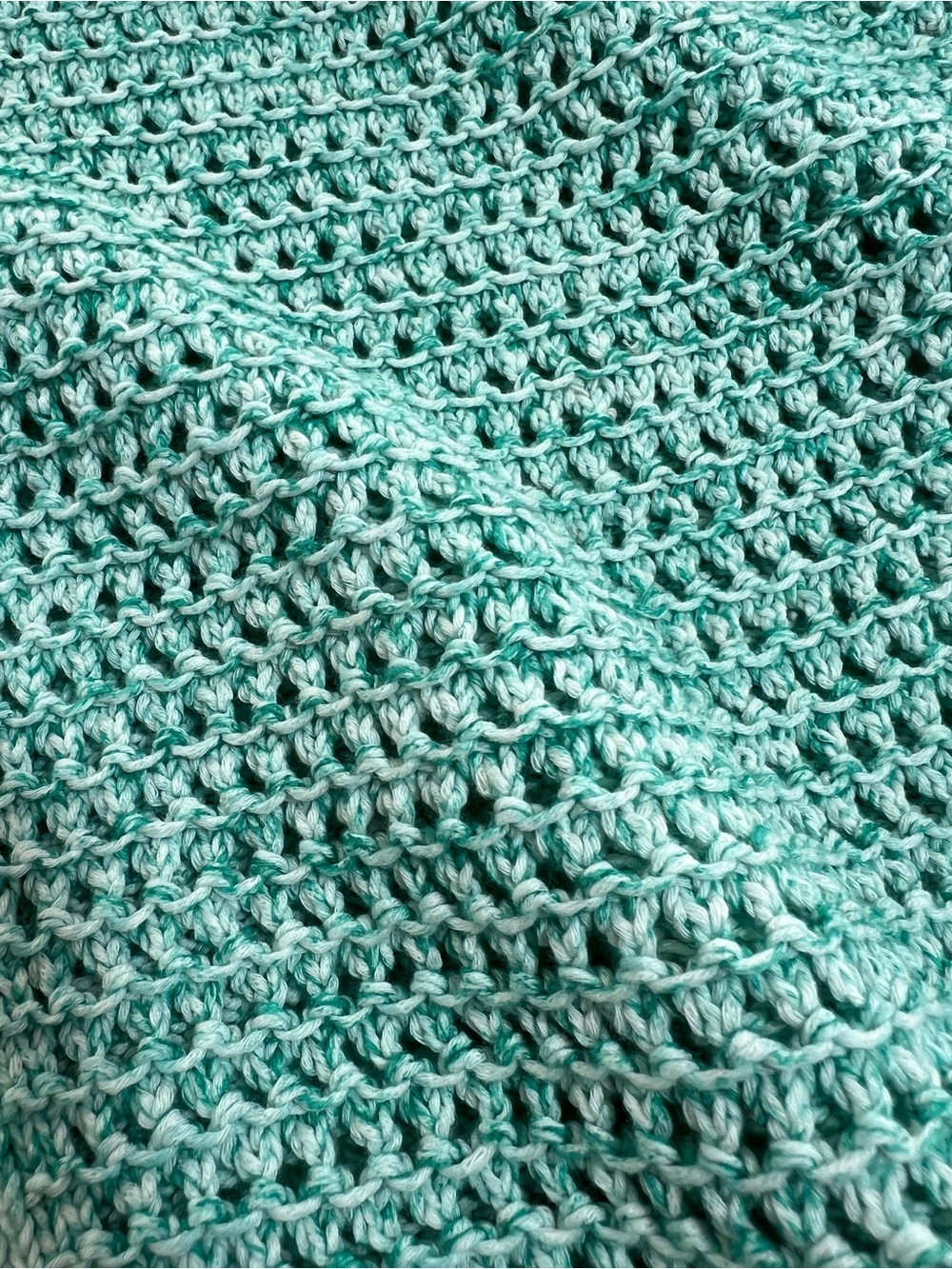 J Jill Cotton Crochet Cardigan Mint Green Open Knit Beach Cover Up Size M - Picture 6 of 13